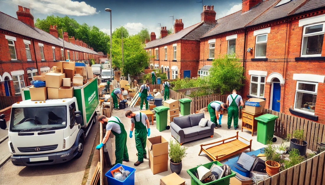 Furniture and belongings sorted during a professional house clearance Furniture and belongings sorted during a professional house clearance